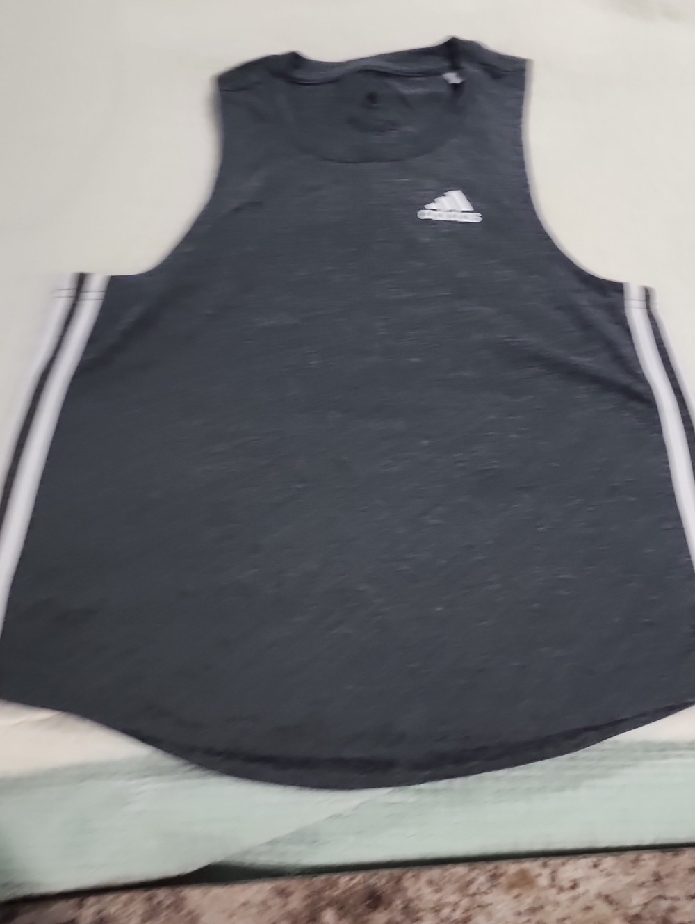adidas Black Tank Top with White Side Stripes